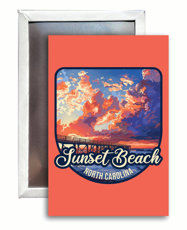 Sunset Beach North Carolina Sunset Pier Design Souvenir 2x3-Inch Fridge Magnet Single