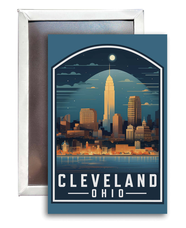 Cleveland Ohio Design A Souvenir Refrigerator Magnet 2.5"X3.5" 4-Pack