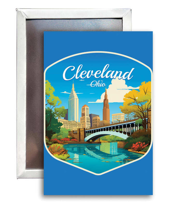 Cleveland Ohio Design B Souvenir Refrigerator Magnet 2.5"X3.5" 2-Pack