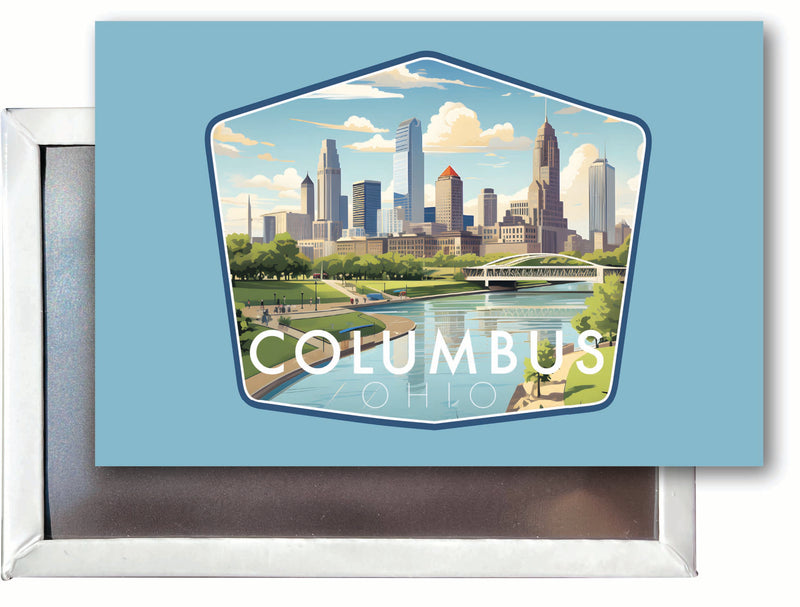Columbus Ohio Daytime Cityscape Design Souvenir Refrigerator Magnet 2.5"X3.5" 2-Pack