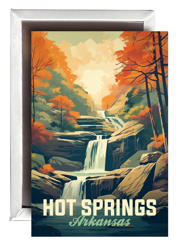Hot Springs Arkansas Autumn Waterfall Design Souvenir Refrigerator Magnet 2.5"X3.5" Single