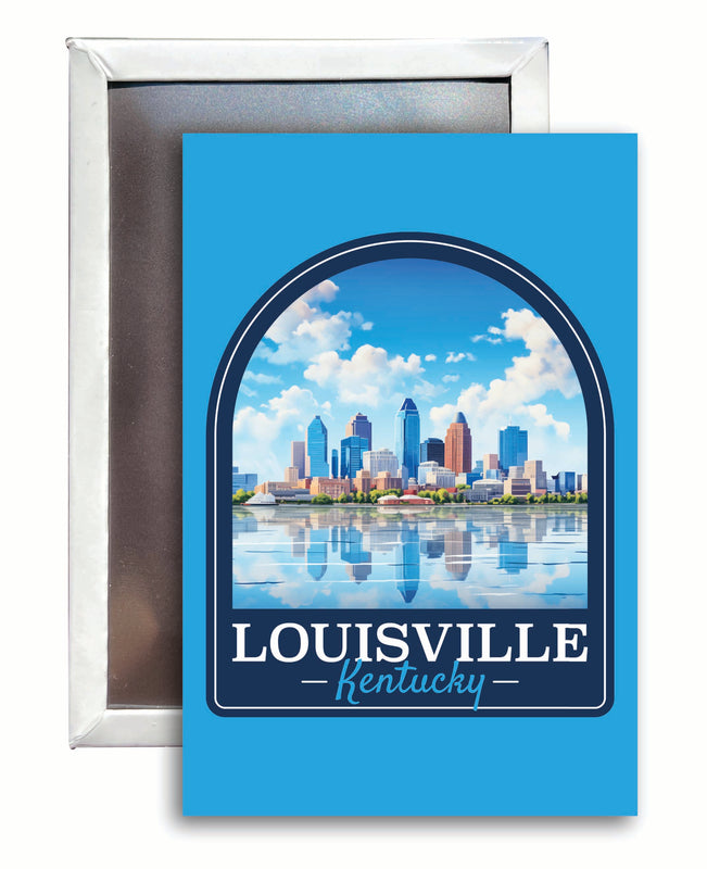 Louisville Kentucky Daytime Cityscape Design Souvenir Refrigerator Magnet 2.5"X3.5" 2-Pack