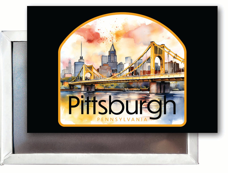 Pittsburgh Pennsylvania Yellow Bridge Design Souvenir Refrigerator Magnet 2.5"X3.5" 4-Pack