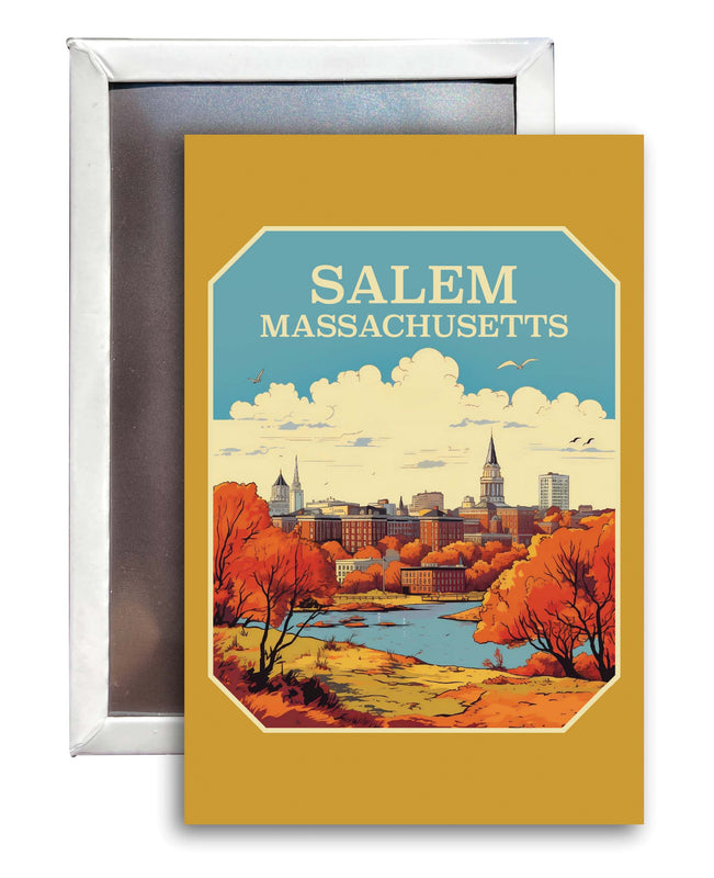 Salem Massachusettes Design A Souvenir Refrigerator Magnet 2.5"X3.5" 4-Pack