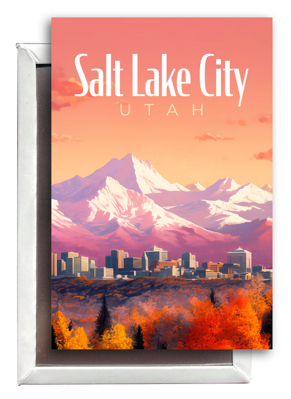 Salt Lake City Utah Design C Souvenir Refrigerator Magnet 2.5"X3.5" 4-Pack