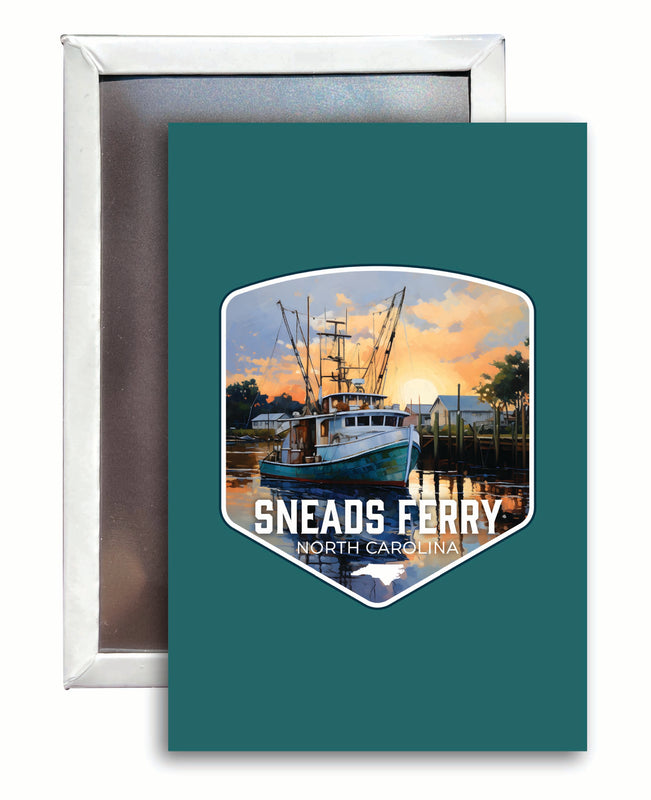 Sneads Ferry North Carolina Shrimp Boat Design Souvenir Refrigerator Magnet 2.5"X3.5" 2-Pack