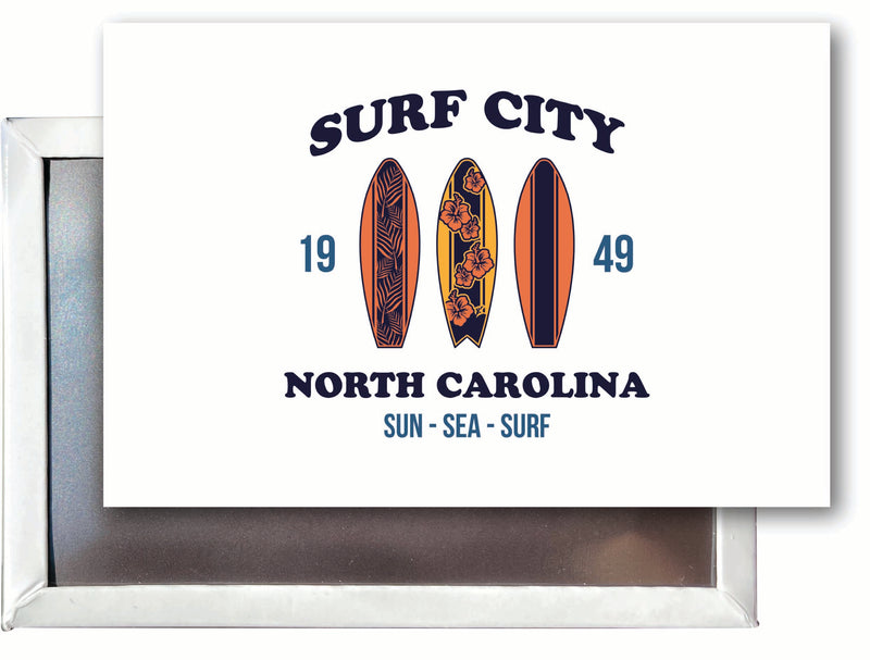 Surf City North Carolina Sun Sea Surf Design Souvenir Refrigerator Magnet 2.5"X3.5" Single