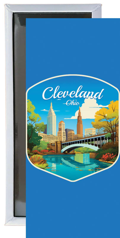 Cleveland Ohio Design B Souvenir Fridge Magnet 4.75 x 2 Inch Single