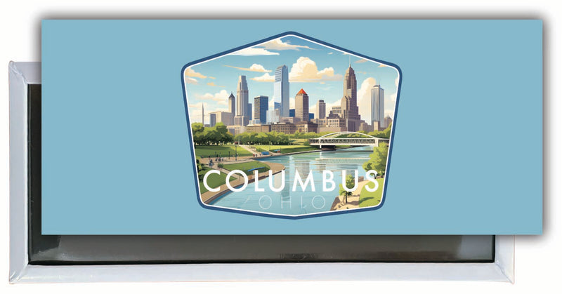 Columbus Ohio Daytime Cityscape Design Souvenir Fridge Magnet 4.75 x 2 Inch 4-Pack
