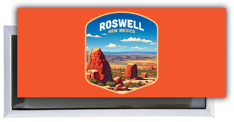 Rowell New Mexico Design B Souvenir Fridge Magnet 4.75 x 2 Inch 4-Pack