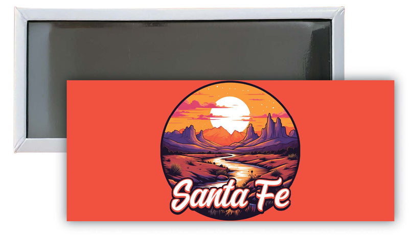 Santa Fe New Mexico Design B Souvenir Fridge Magnet 4.75 x 2 Inch 4-Pack