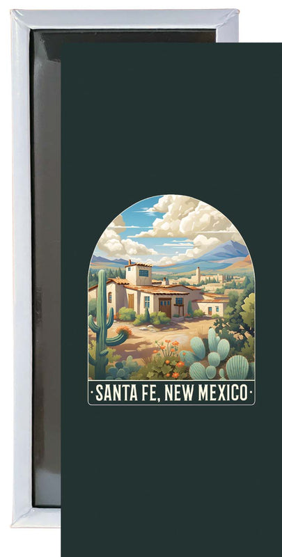 Santa Fe New Mexico Design C Souvenir Fridge Magnet 4.75 x 2 Inch 4-Pack