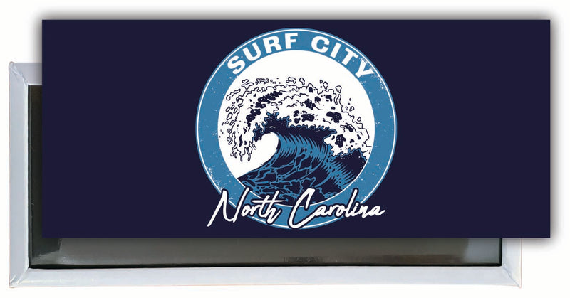Surf City North Carolina Wave Design Souvenir Fridge Magnet 4.75 x 2 Inch 4-Pack