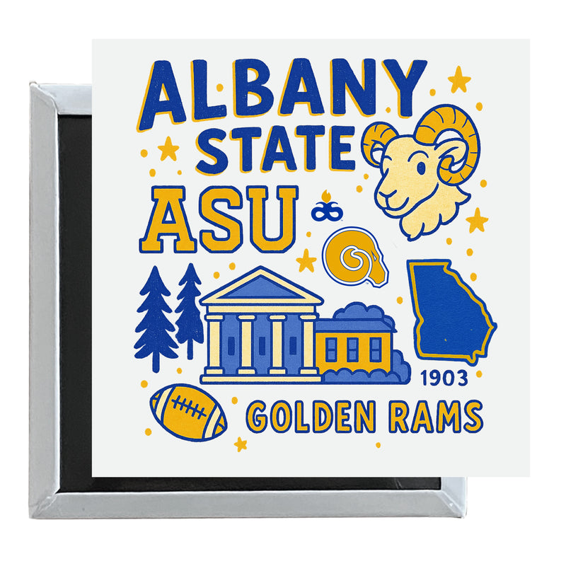 Albany State University Officially Licensed 2.5"x 2.5" Fridge Magnet Medley Design