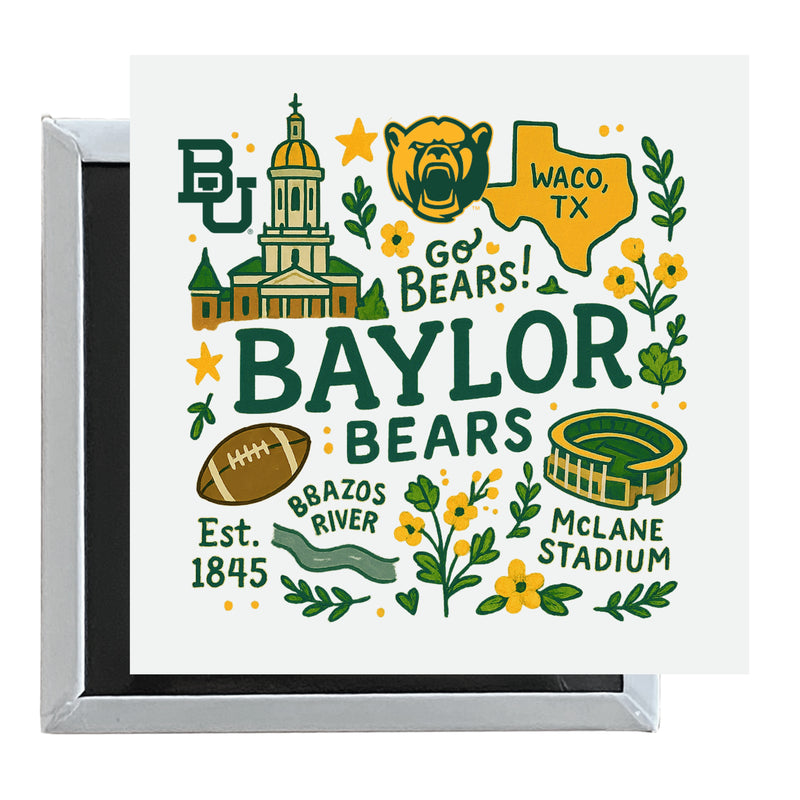 Baylor Bears Officially Licensed 2.5"x 2.5" Fridge Magnet Medley Design