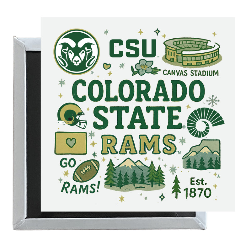 Colorado State Rams Officially Licensed 2.5"x 2.5" Fridge Magnet Medley Design