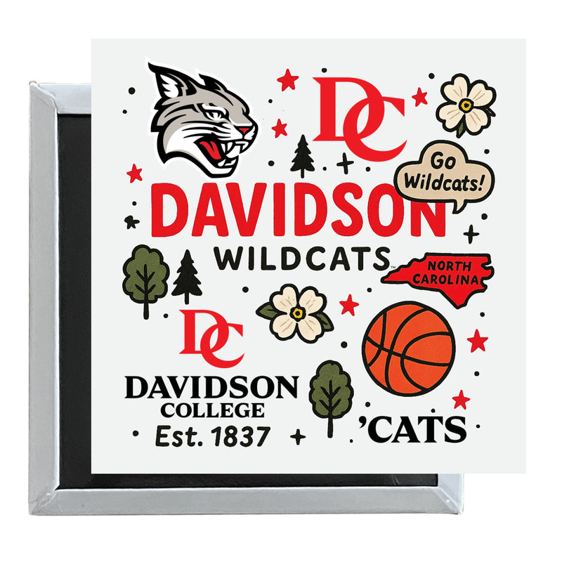 Davidson College Officially Licensed 2.5"x 2.5" Fridge Magnet Medley Design
