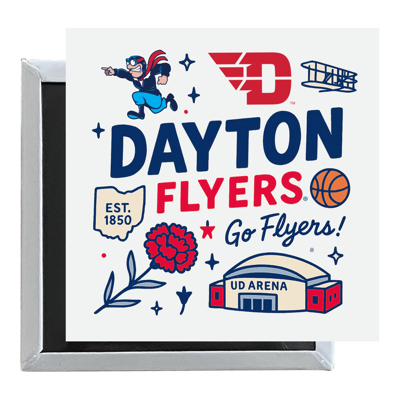 Dayton Flyers Officially Licensed 2.5"x 2.5" Fridge Magnet Medley Design