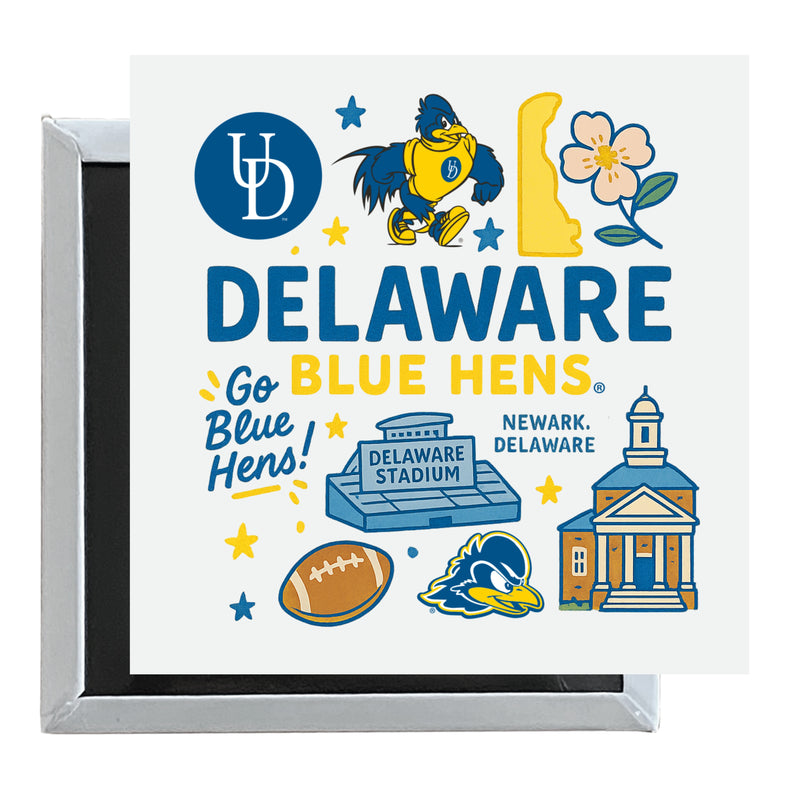 Delaware Blue Hens Officially Licensed 2.5"x 2.5" Fridge Magnet Medley Design