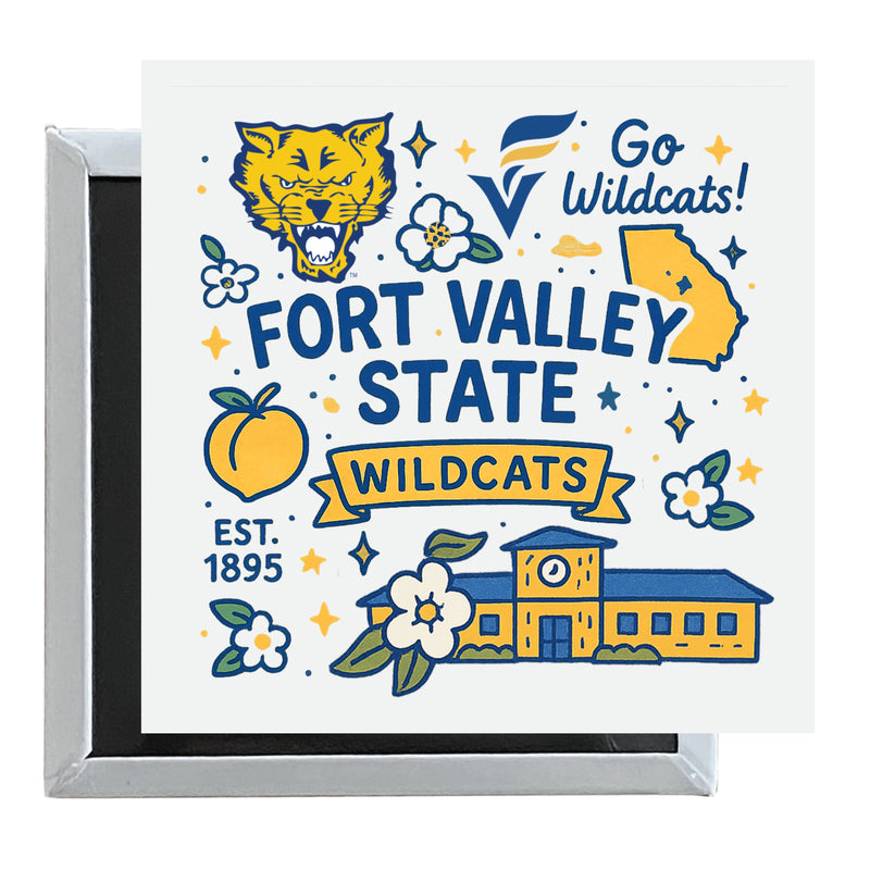 Fort Valley State University Officially Licensed 2.5"x 2.5" Fridge Magnet Medley Design