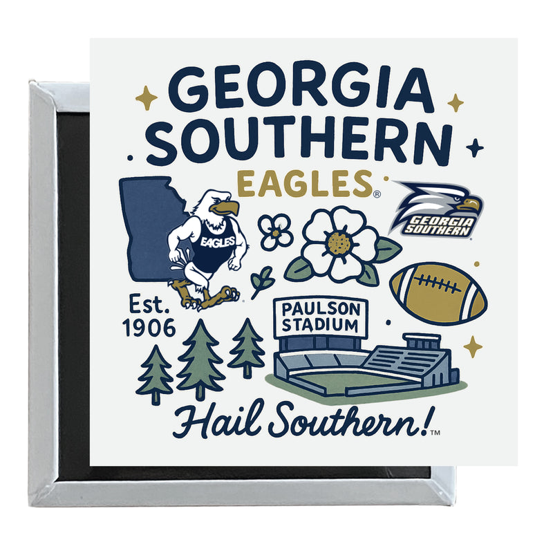 Georgia Southern Eagles Officially Licensed 2.5"x 2.5" Fridge Magnet Medley Design