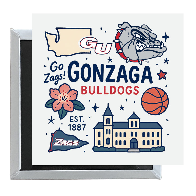 Gonzaga Bulldogs Officially Licensed 2.5"x 2.5" Fridge Magnet Medley Design