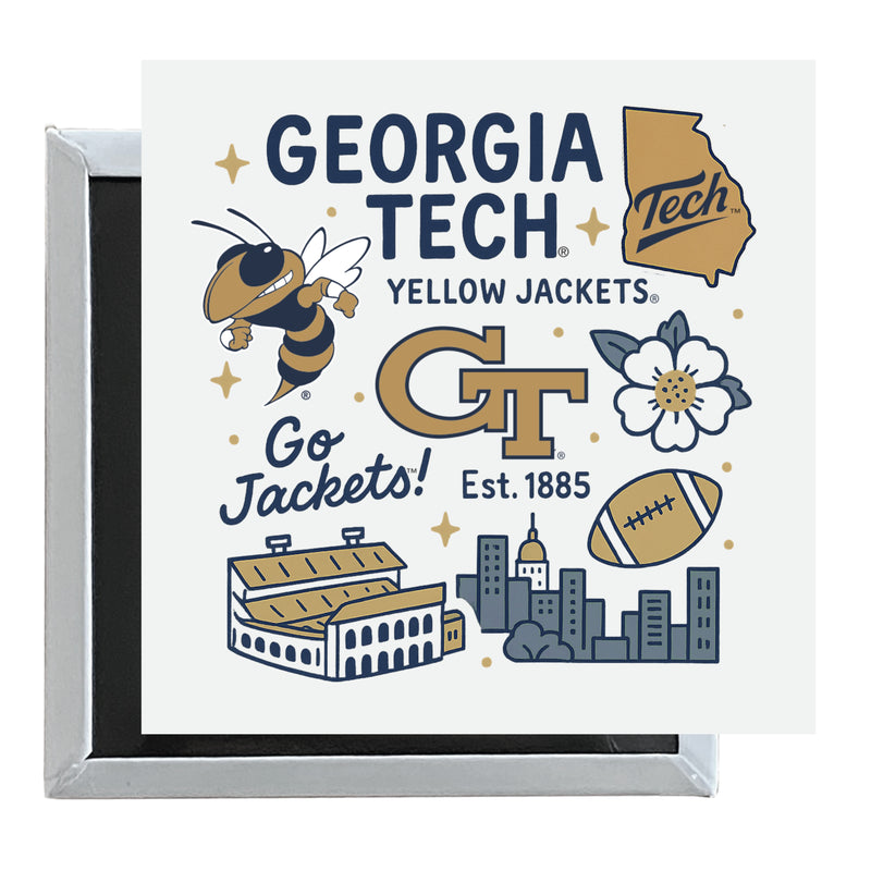 Georgia Tech Yellow Jackets Officially Licensed 2.5"x 2.5" Fridge Magnet Medley Design
