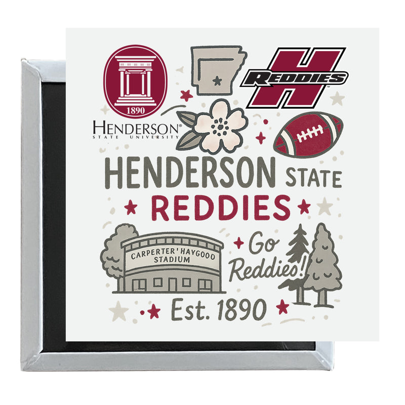 Henderson State Reddies Officially Licensed 2.5"x 2.5" Fridge Magnet Medley Design