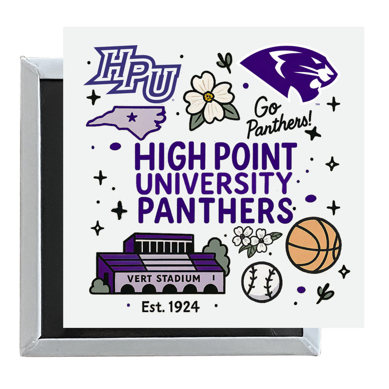 High Point University Officially Licensed 2.5"x 2.5" Fridge Magnet Medley Design