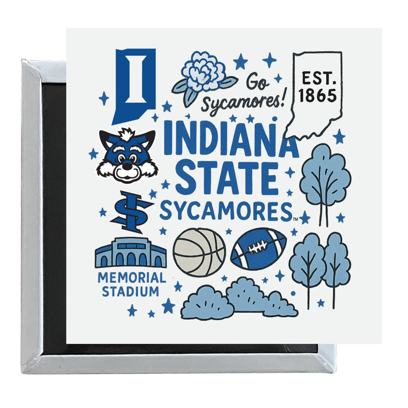 Indiana State University Officially Licensed 2.5"x 2.5" Fridge Magnet Medley Design