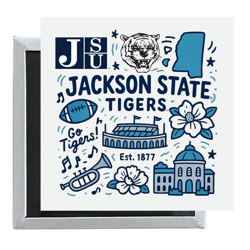 Jackson State University Officially Licensed 2.5"x 2.5" Fridge Magnet Medley Design