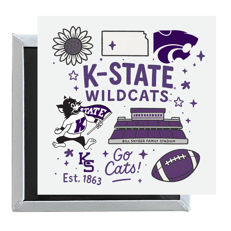Kansas State Wildcats Officially Licensed 2.5"x 2.5" Fridge Magnet Medley Design