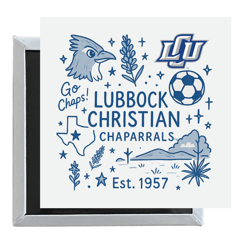 Lubbock Christian University Chaparral Officially Licensed 2.5"x 2.5" Fridge Magnet Medley Design