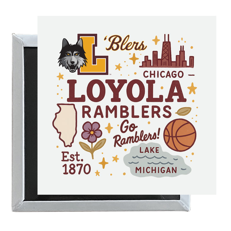 Loyola University Ramblers Officially Licensed 2.5"x 2.5" Fridge Magnet Medley Design