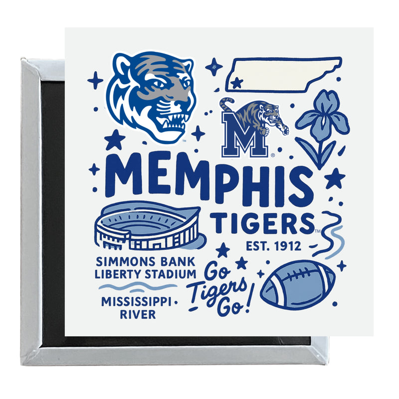Memphis Tigers Officially Licensed 2.5"x 2.5" Fridge Magnet Medley Design