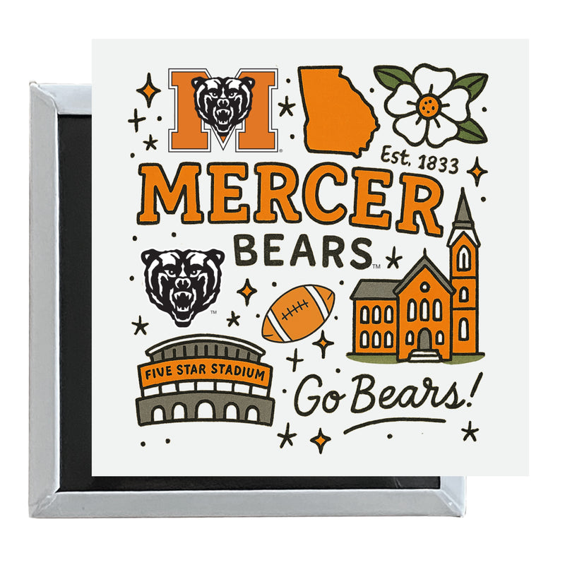 Mercer University Officially Licensed 2.5"x 2.5" Fridge Magnet Medley Design