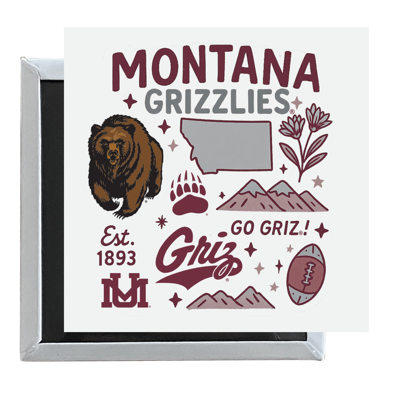 Montana University Officially Licensed 2.5"x 2.5" Fridge Magnet Medley Design