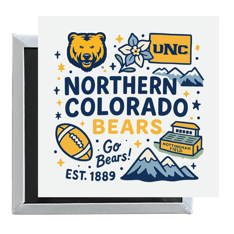 Northern Colorado Bears Officially Licensed 2.5"x 2.5" Fridge Magnet Medley Design