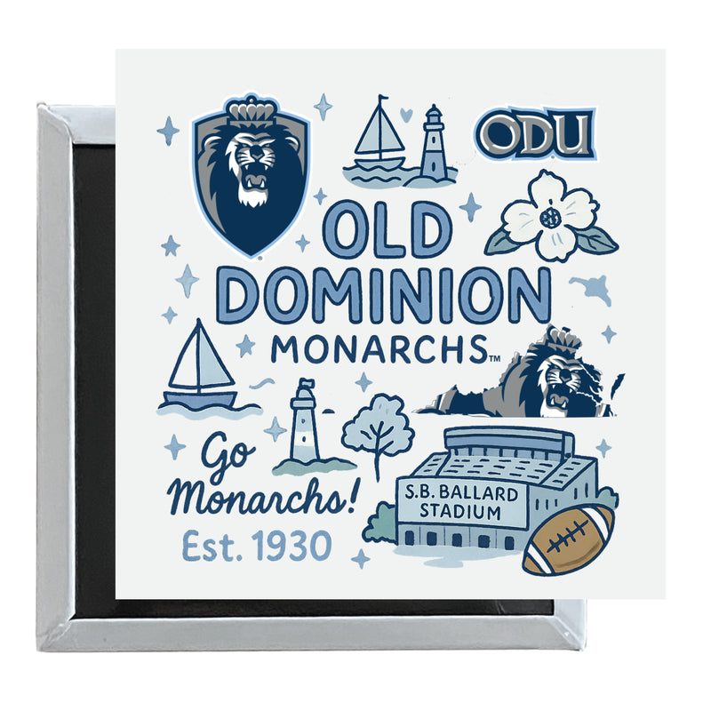 Old Dominion Monarchs Officially Licensed 2.5"x 2.5" Fridge Magnet Medley Design