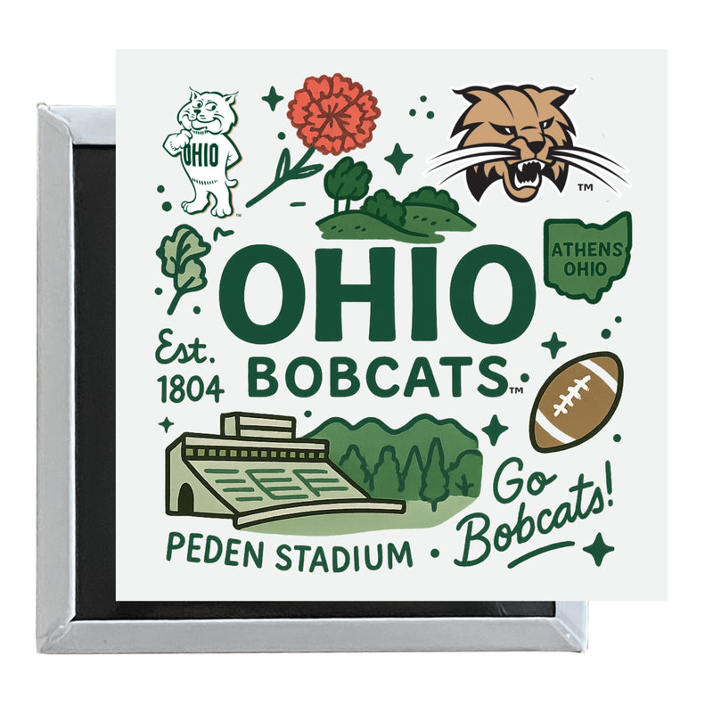 Ohio University Officially Licensed 2.5"x 2.5" Fridge Magnet Medley Design