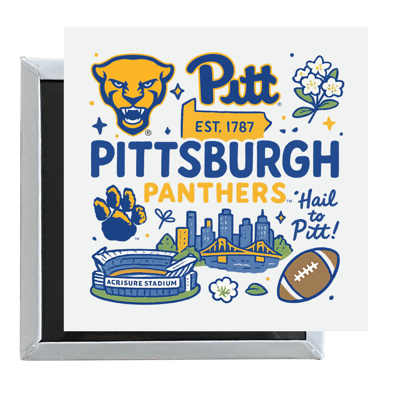 Pittsburgh Panthers Officially Licensed 2.5"x 2.5" Fridge Magnet Medley Design