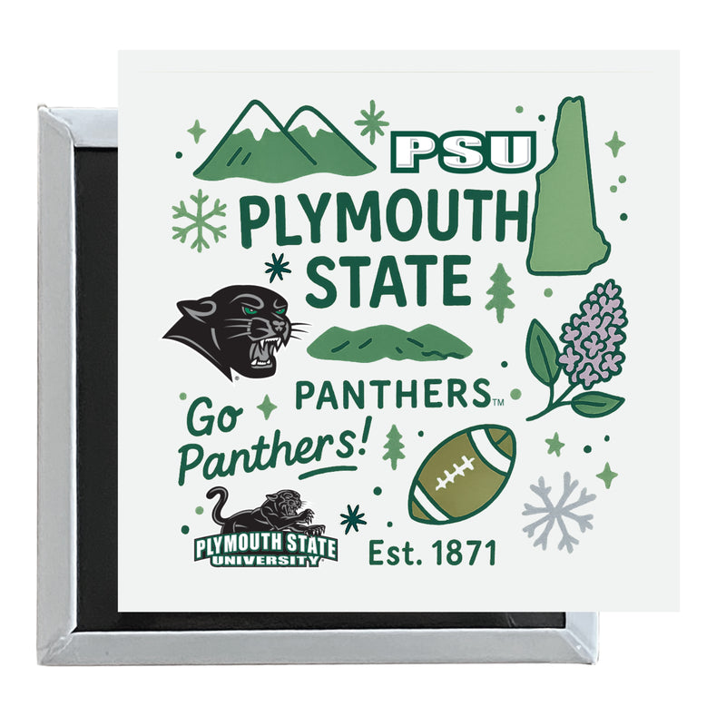 Plymouth State University Officially Licensed 2.5"x 2.5" Fridge Magnet Medley Design