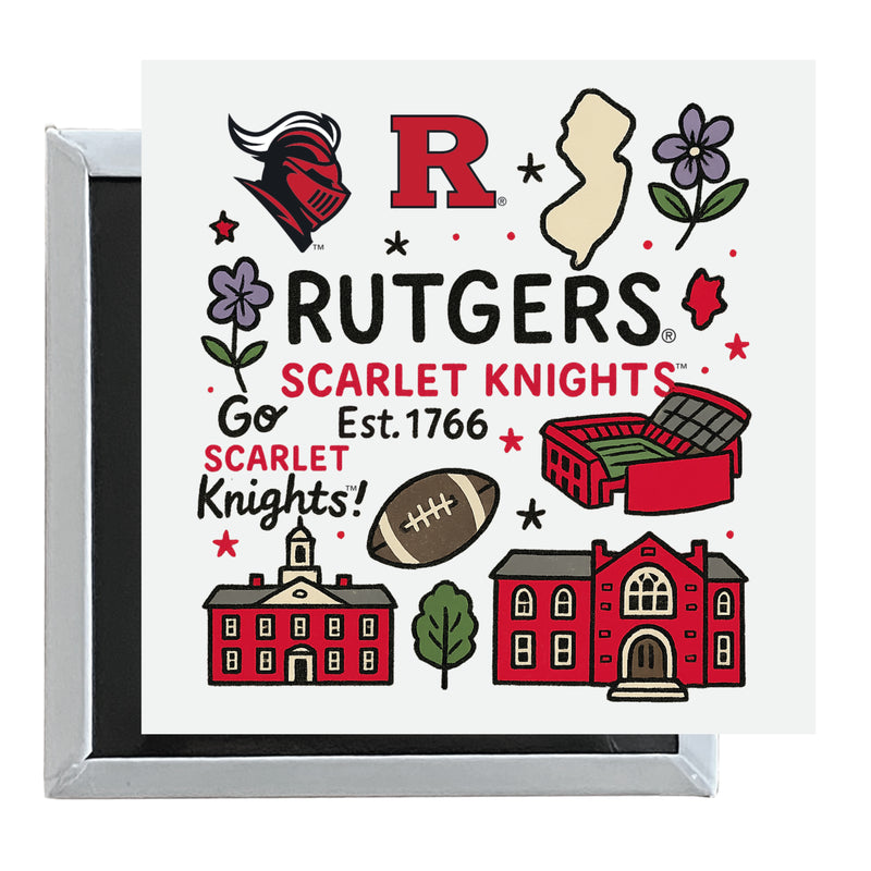Rutgers Scarlet Knights Officially Licensed 2.5"x 2.5" Fridge Magnet Medley Design