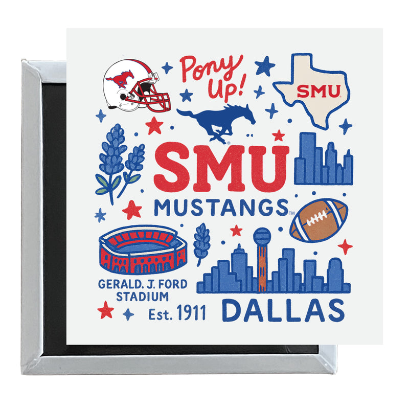 Southern Methodist University Officially Licensed 2.5"x 2.5" Fridge Magnet Medley Design
