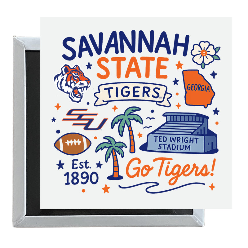 Savannah State University Officially Licensed 2.5"x 2.5" Fridge Magnet Medley Design
