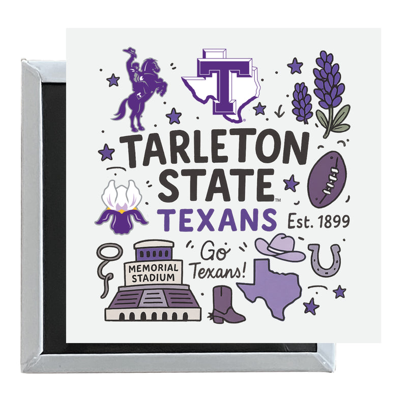 Tarleton State University Officially Licensed 2.5"x 2.5" Fridge Magnet Medley Design
