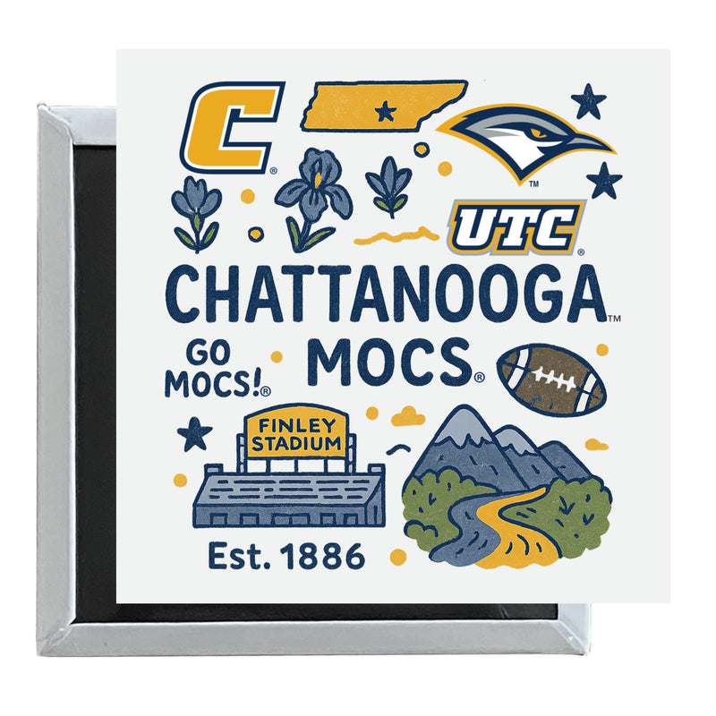 University of Tennessee at Chattanooga Officially Licensed 2.5"x 2.5" Fridge Magnet Medley Design