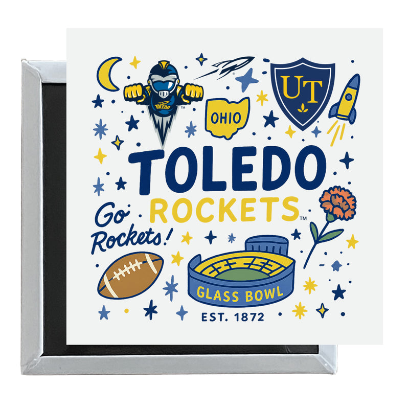 Toledo Rockets Officially Licensed 2.5"x 2.5" Fridge Magnet Medley Design
