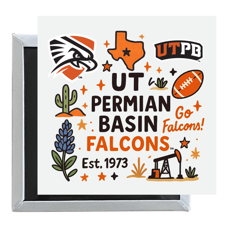 University of Texas of the Permian Basin Officially Licensed 2.5"x 2.5" Fridge Magnet Medley Design