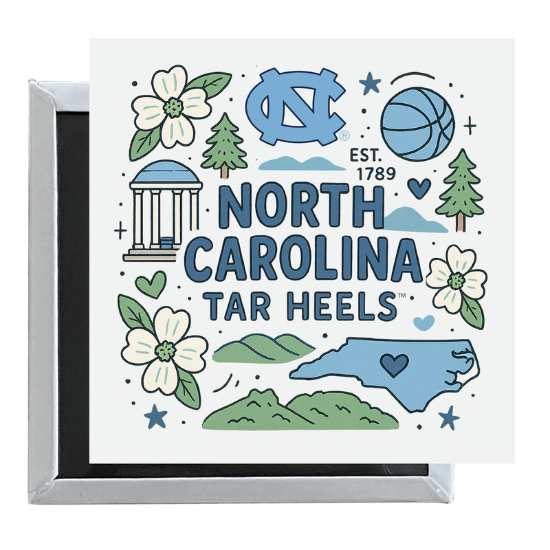 UNC Tar Heels Officially Licensed 2.5"x 2.5" Fridge Magnet Medley Design